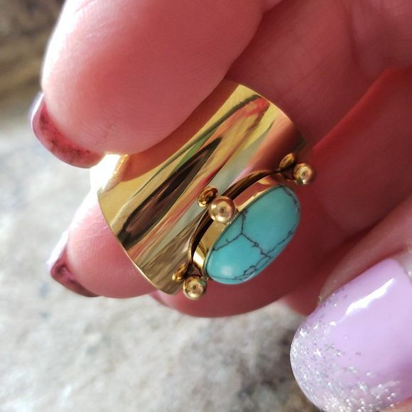 New! FP Starline Mojave Gold Turquoise Ring - Picture 3 of 15